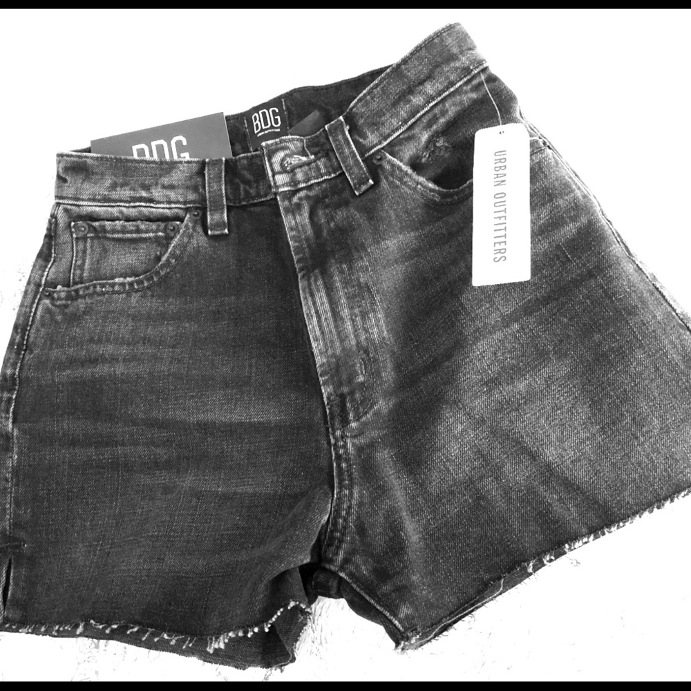 UO BDG black denim shorts